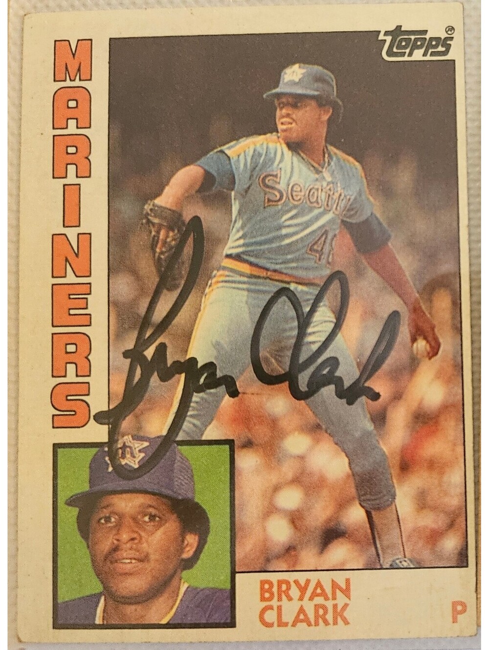 Bryan Clark 1984 Topps autographed auto signed card Mariners